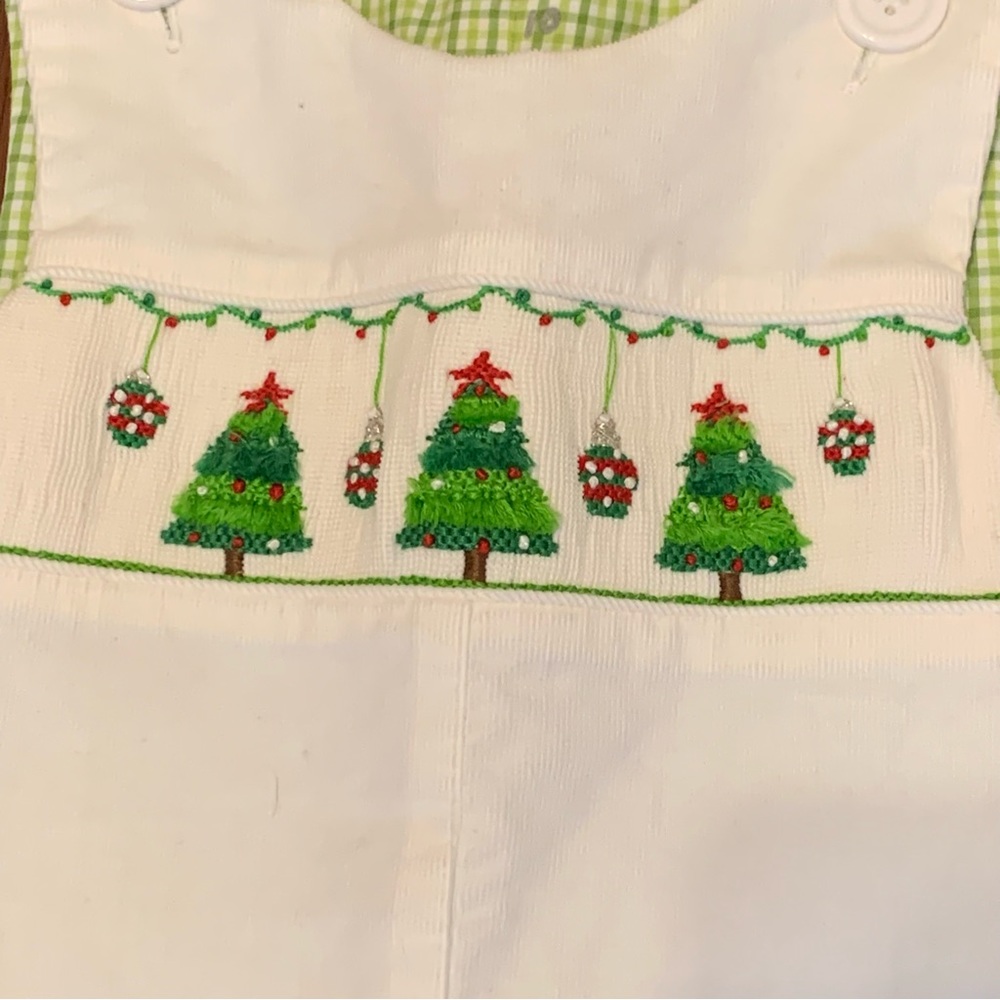NWT Zuccini Kids Christmas Jon Jon reversible corduroy and gingham 12m
